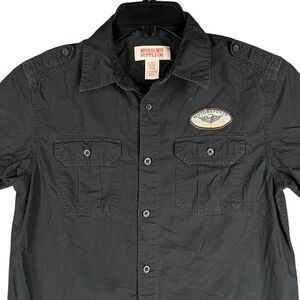 Mossimo Shirt Youth Boys Large Skull Casual Button-Up Short-Sleeve Work Shirt